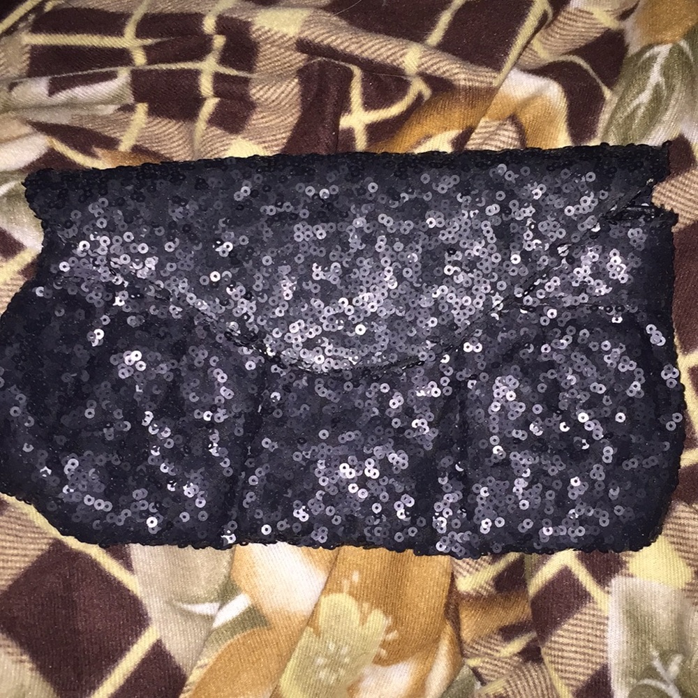Sequined Black Clutch